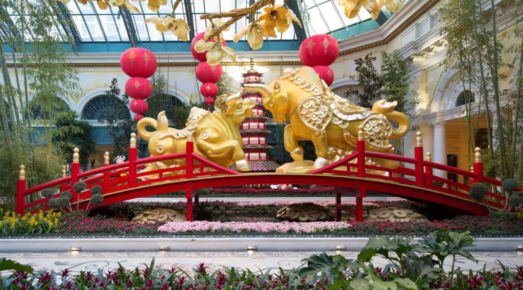 Bellagio's conservatory display during Chinese New Year