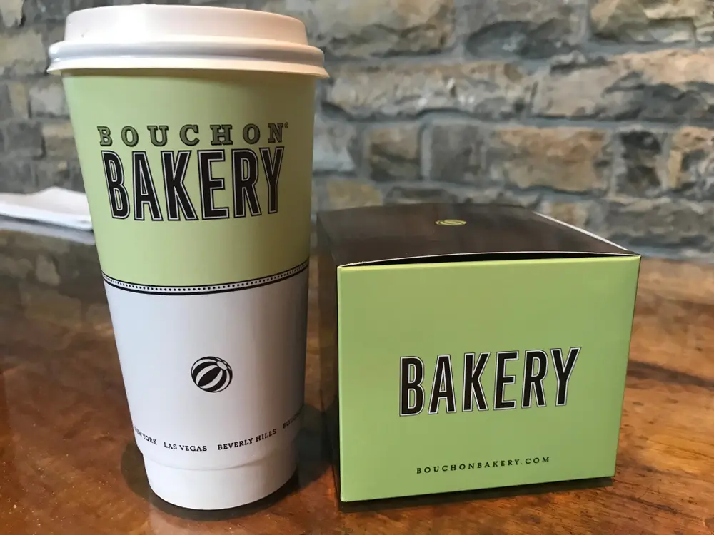 Image of Bouchon Bakery coffee cup and pastry box