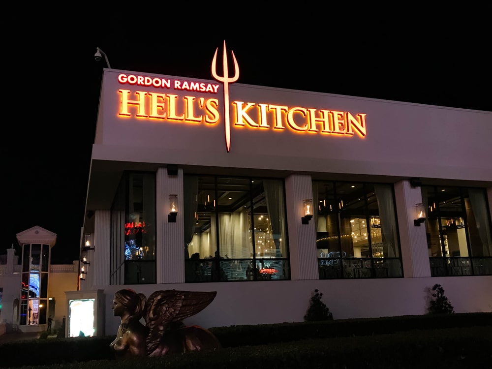 Hell's Kitchen exterior in Las Vegas at night