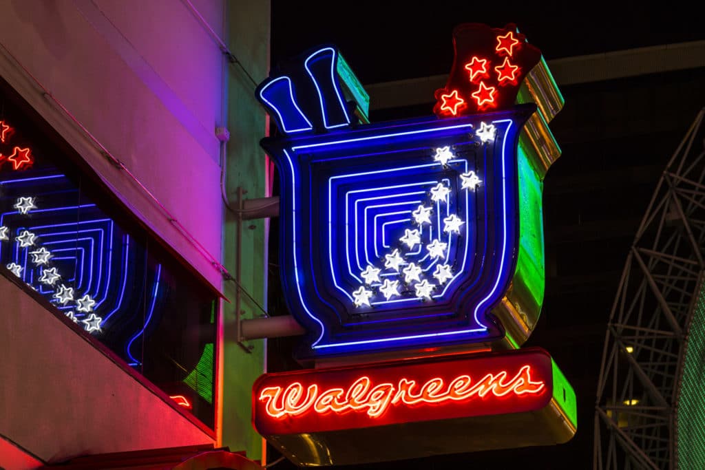 image of a neon Walgreens sign on the LAs Vegas Strip