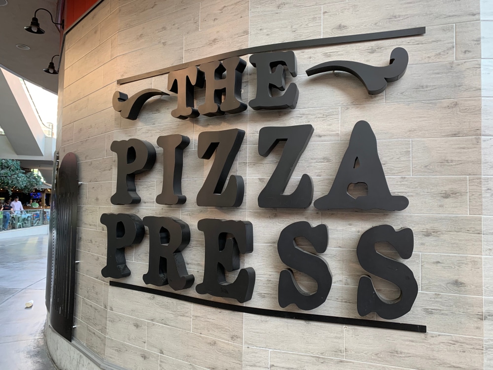 The Pizza press sign in Las Vegas