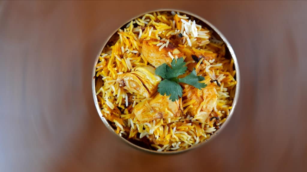 Dum Biryani dish, Indian food curry 