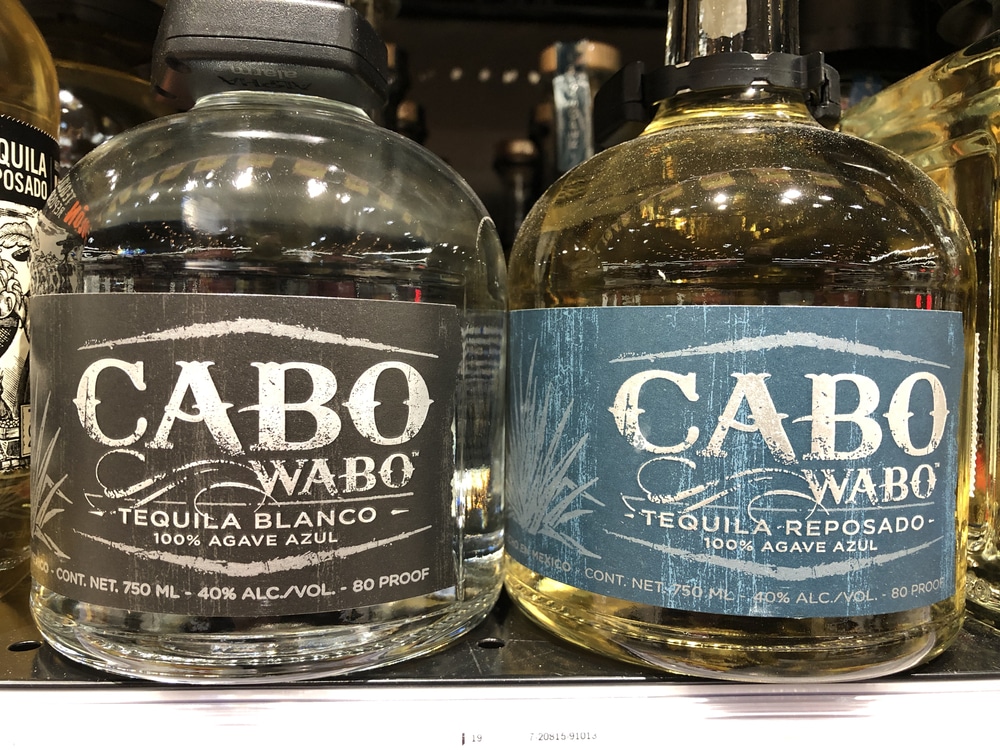 Cabo Wabo tequila on a shelf