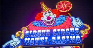 Neon Circus Circus clown sign