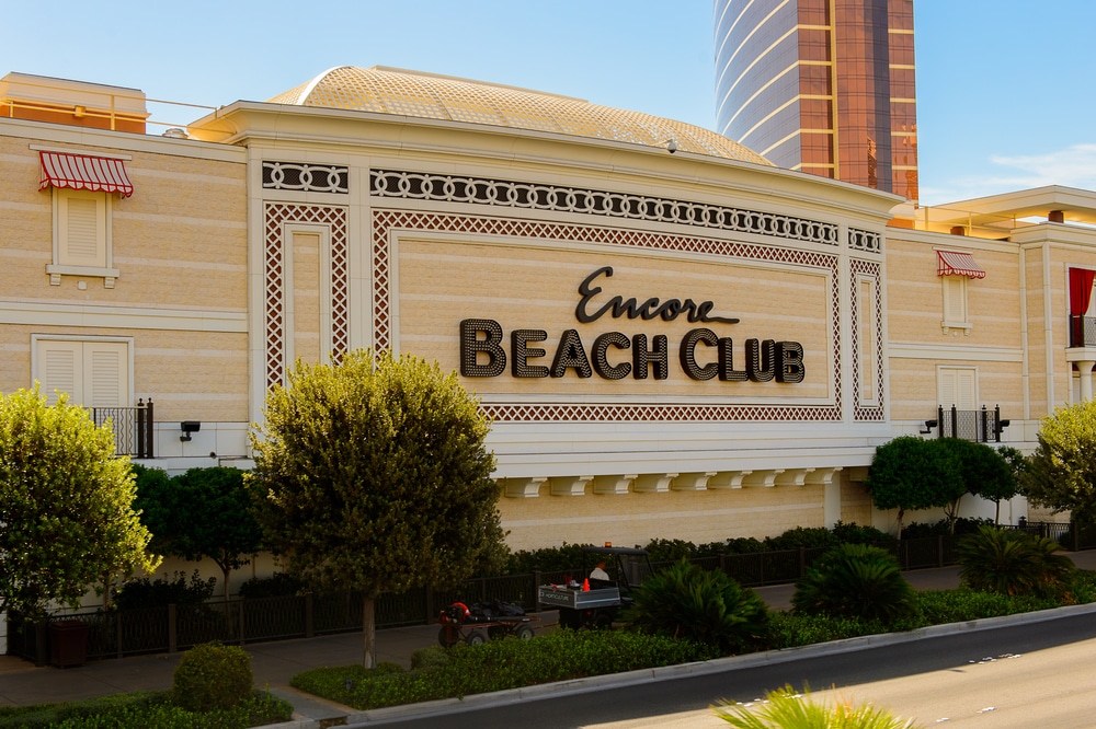 Encore Beach Club sign outsode of resort