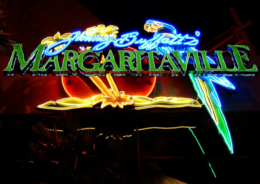 Margaritaville at night on the Las Vegas Strip