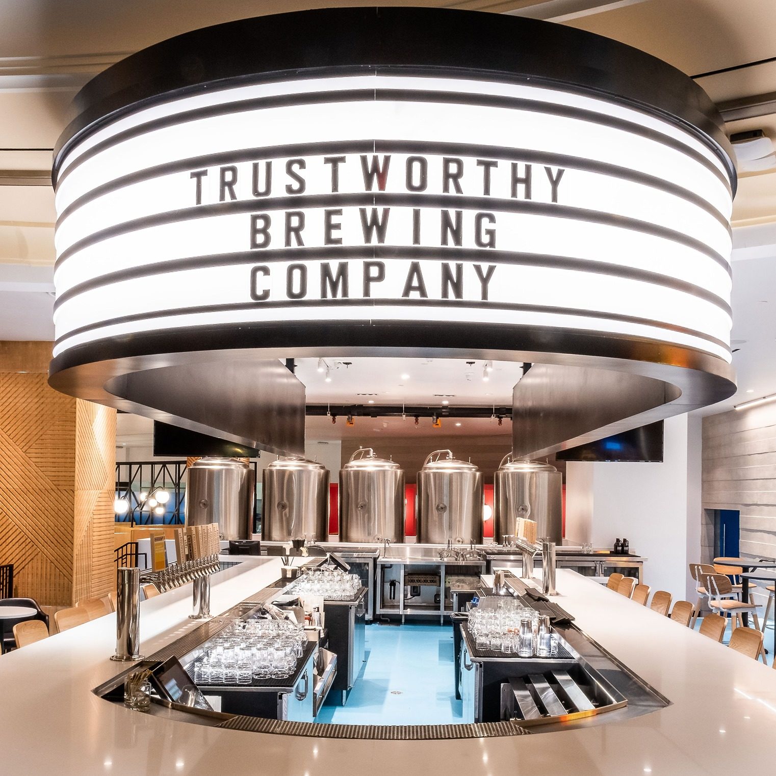 Interior bar of Trustworthy Brewing Company 