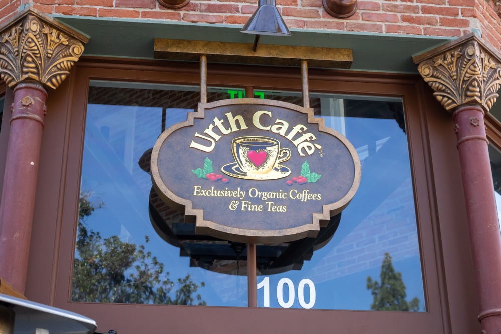 Urth Caffe sign over a window