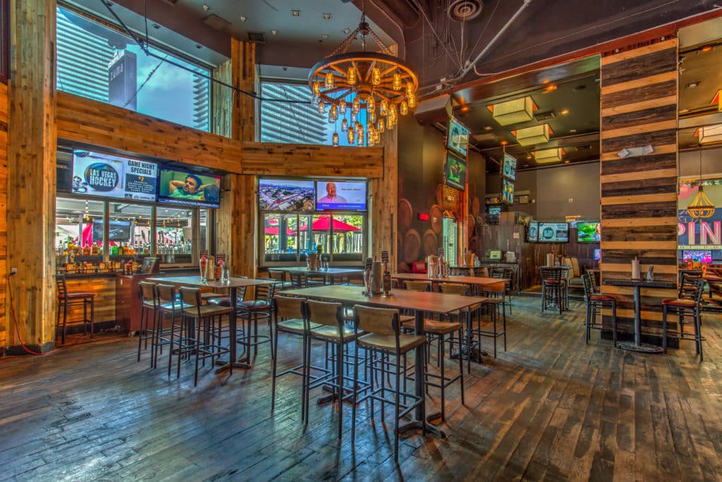 interior dining area for customers at PBF Rock Bar and Grill 