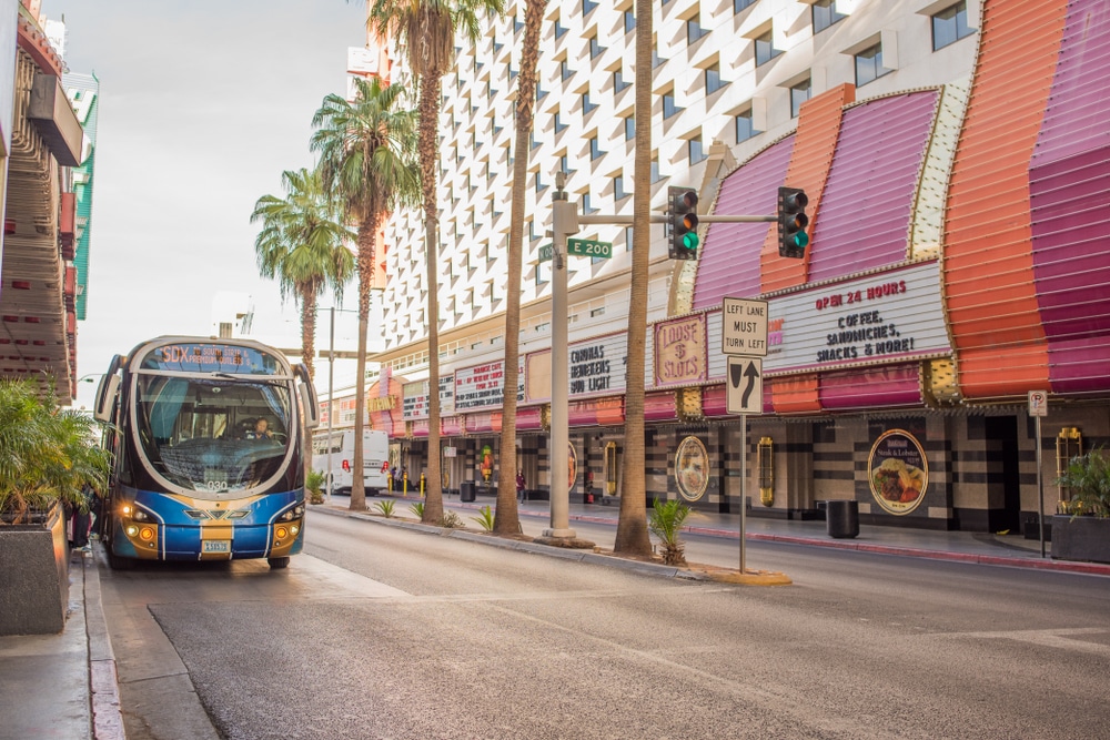A bus in downtown Las Vegas