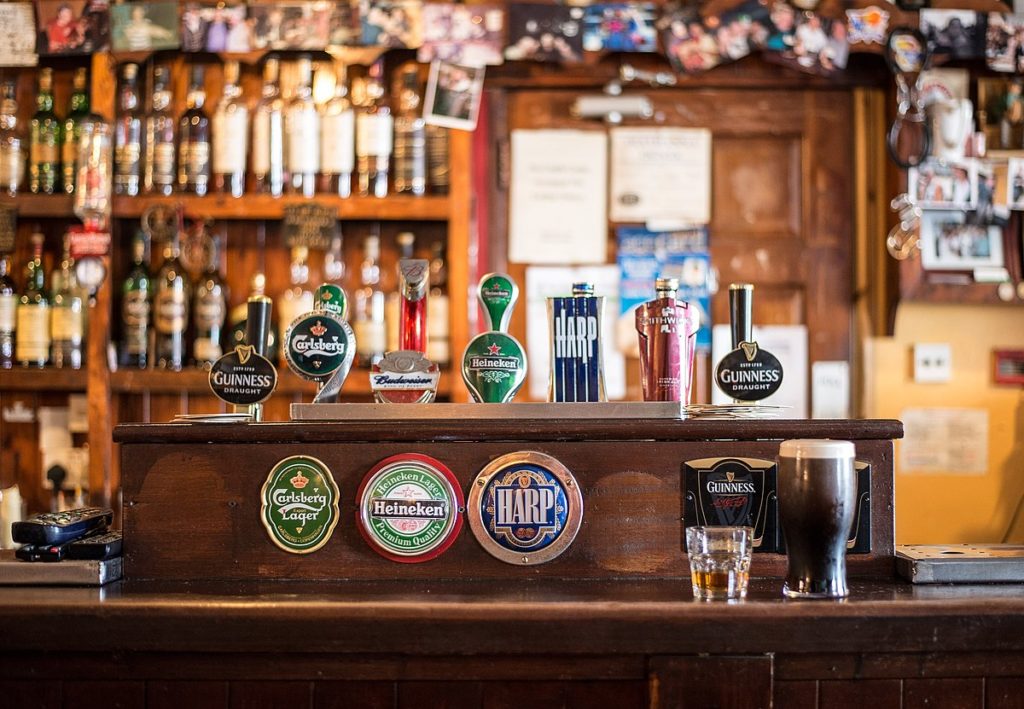 An Irish pub with beer taps