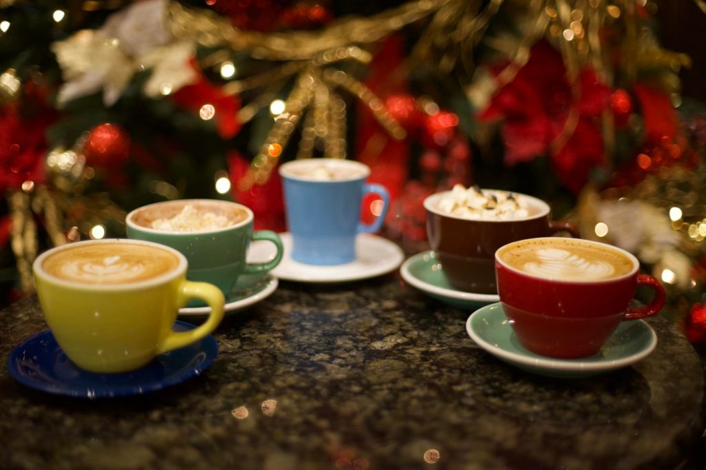 coffee flight of authentic european caffeine beverages during the holiday 