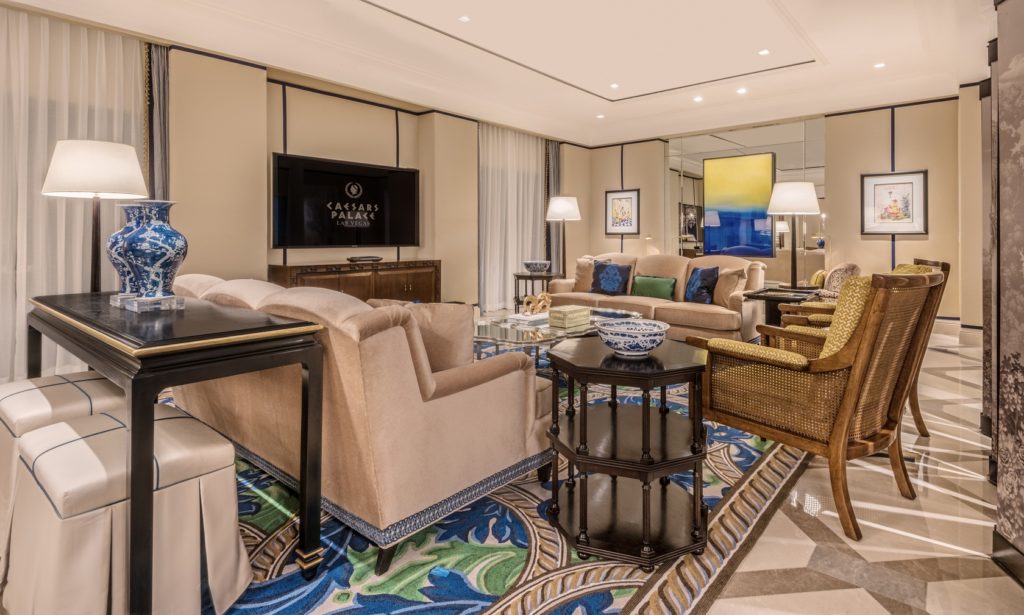 A Caesar's Palace Las Vegas suite living room