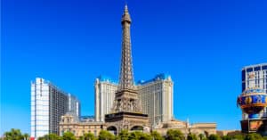 wide view of the Eiffel Tower Experience in Las Vegas