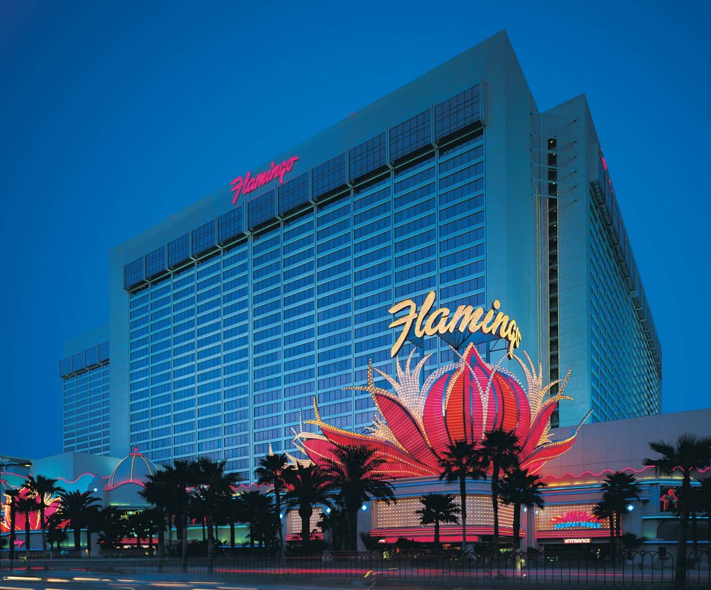 Flamingo Hotel exterior in blue