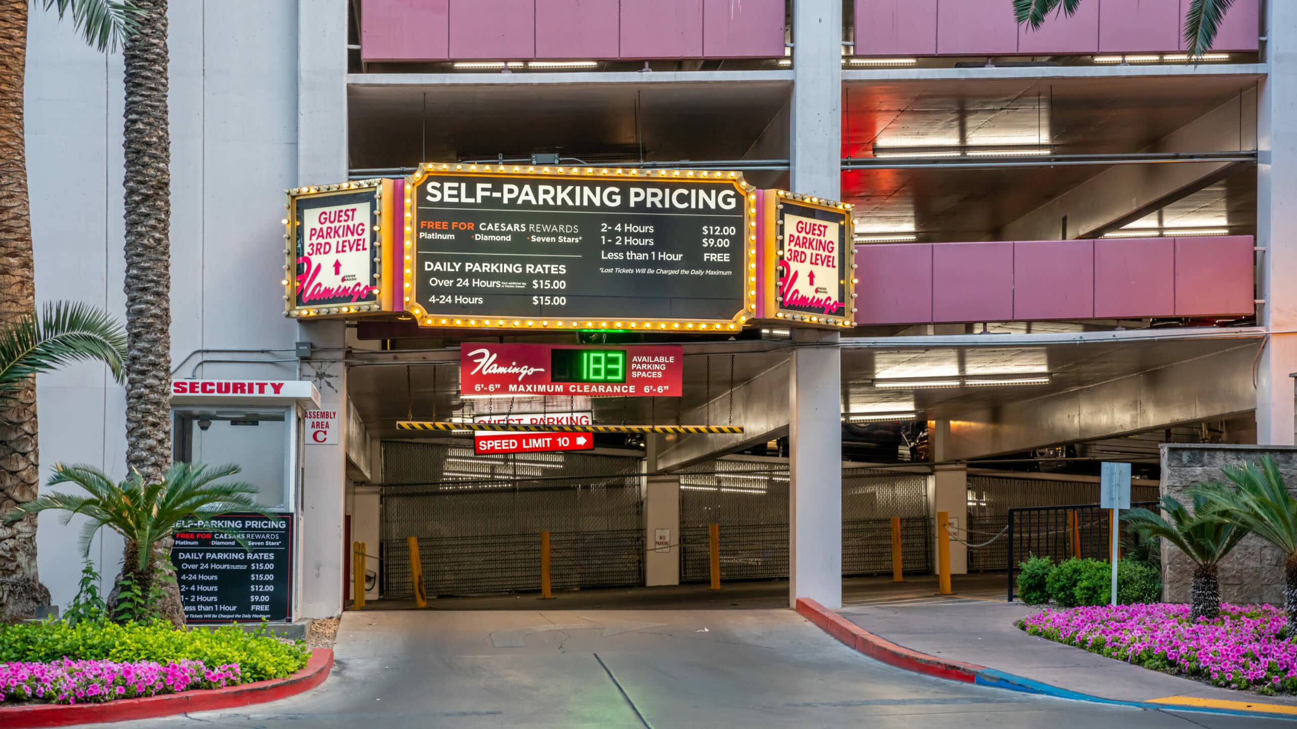 Flamingo parking garage sign