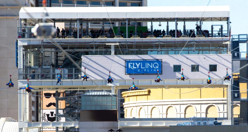 wide shot of Fly LINQ Zipline building