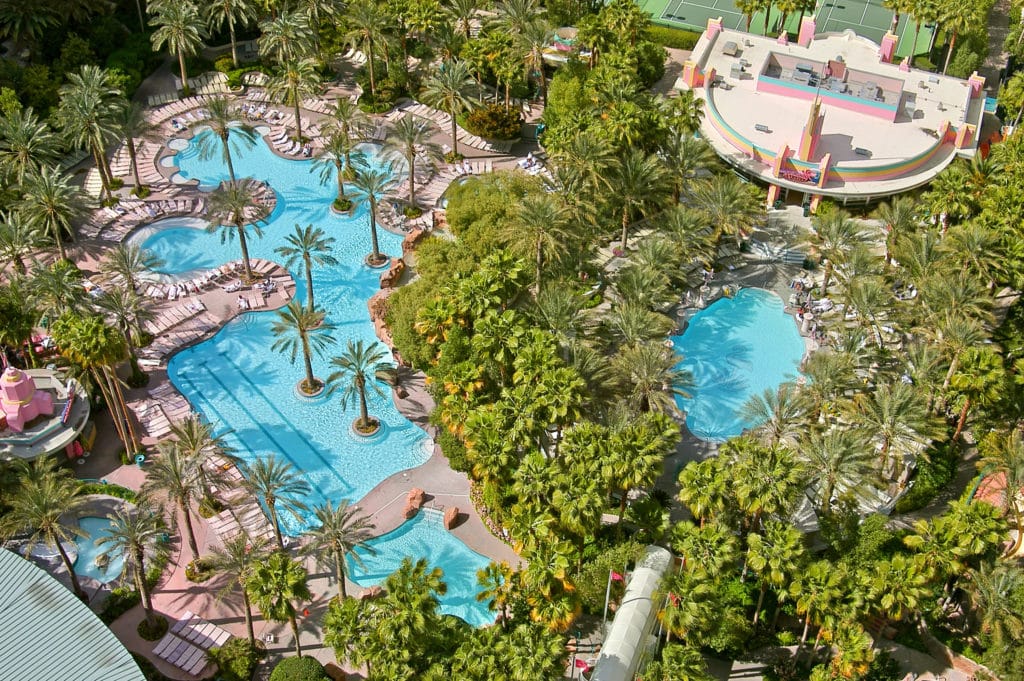 Aerial view of Flamingo pools