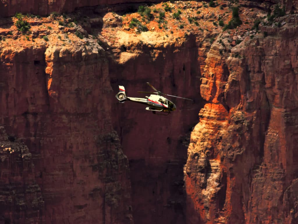 helicopter flying in the Grand Canyon