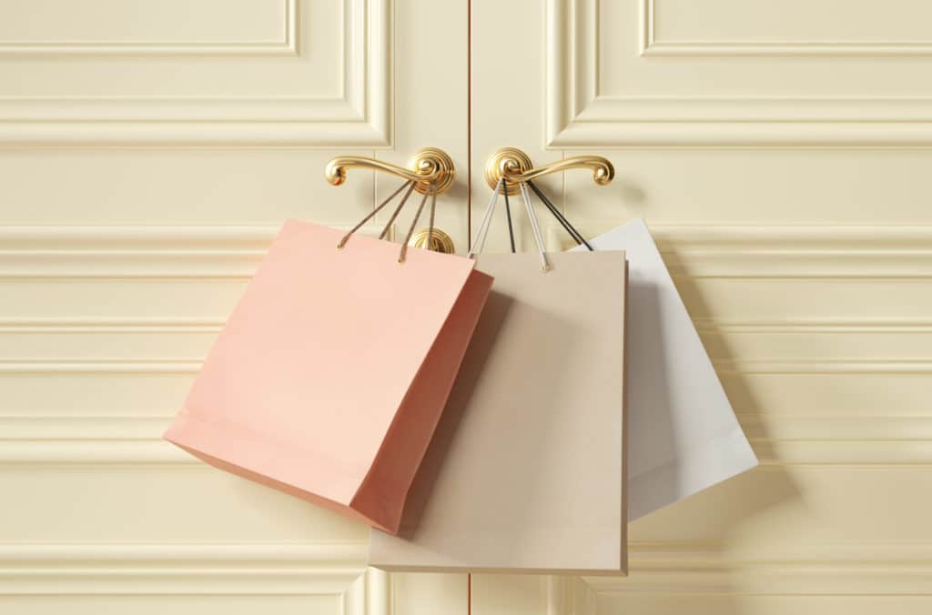 gift bags on a doorknob