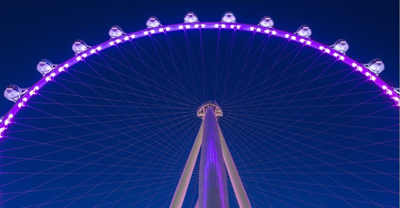 The LINQ High Roller up close at night