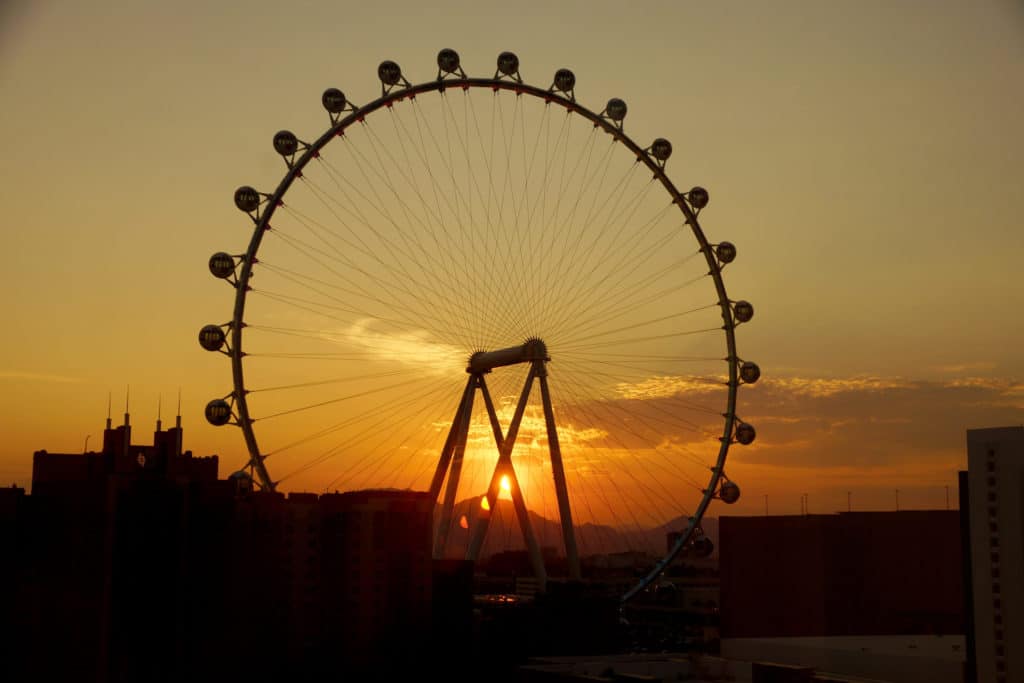 sunset view of The LINQ High Roller
