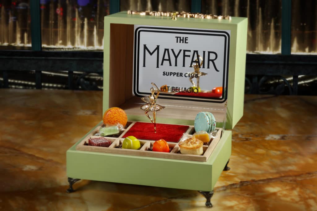 Mayfair Supper Club music box full of desserts