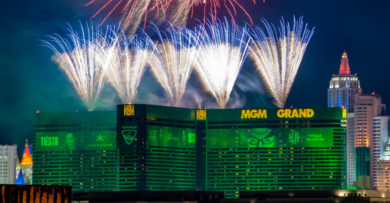 MGM Grand in Las Vegas with fireworks