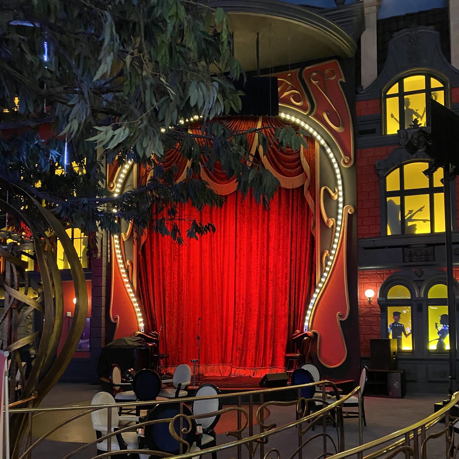 Red curtains at the Paris Theatre in Paris Las Vegas