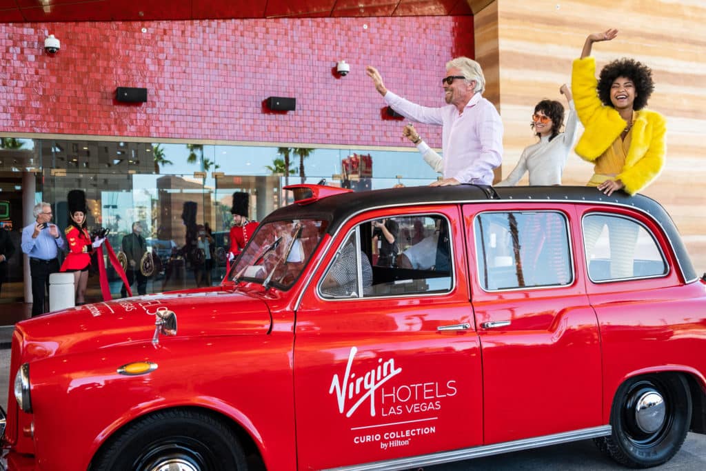 Virgin Hotels opening with Richard Branson in a car