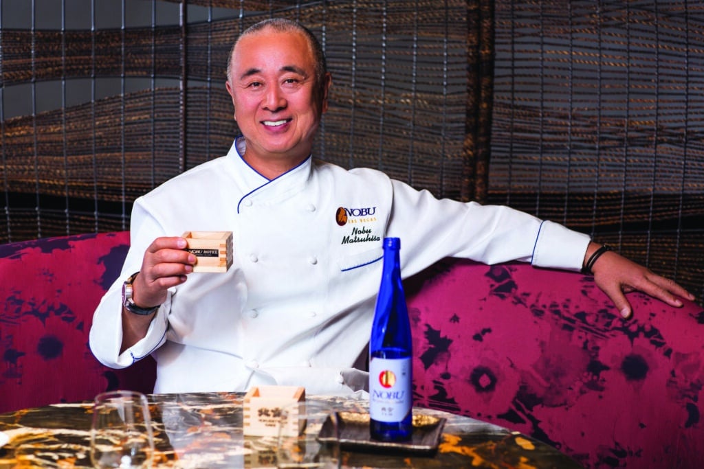 Chef Nobu with sake