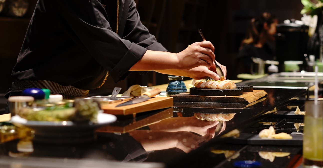 chef preparing sushi like at one of the Japanese restaurants on the Strip