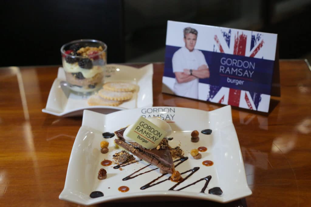 desserts with a Gordon Ramsay Burger placard