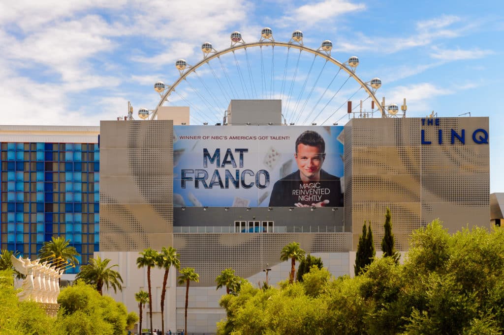 Mat Franco sign outside on The LINQ