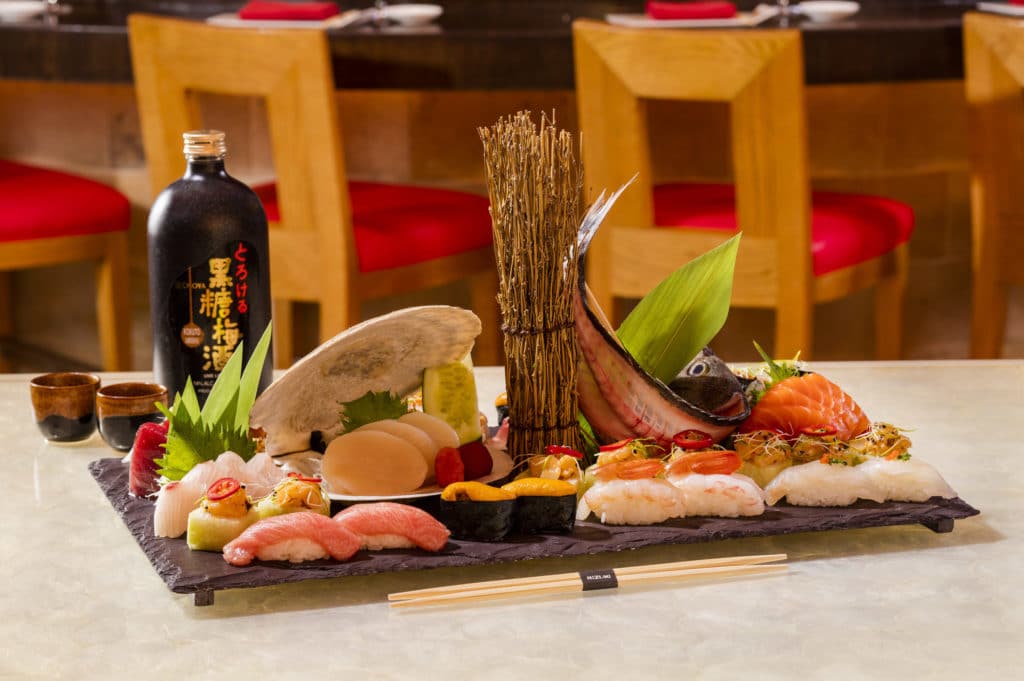 sushi and fish platter at Wynn Mizumi