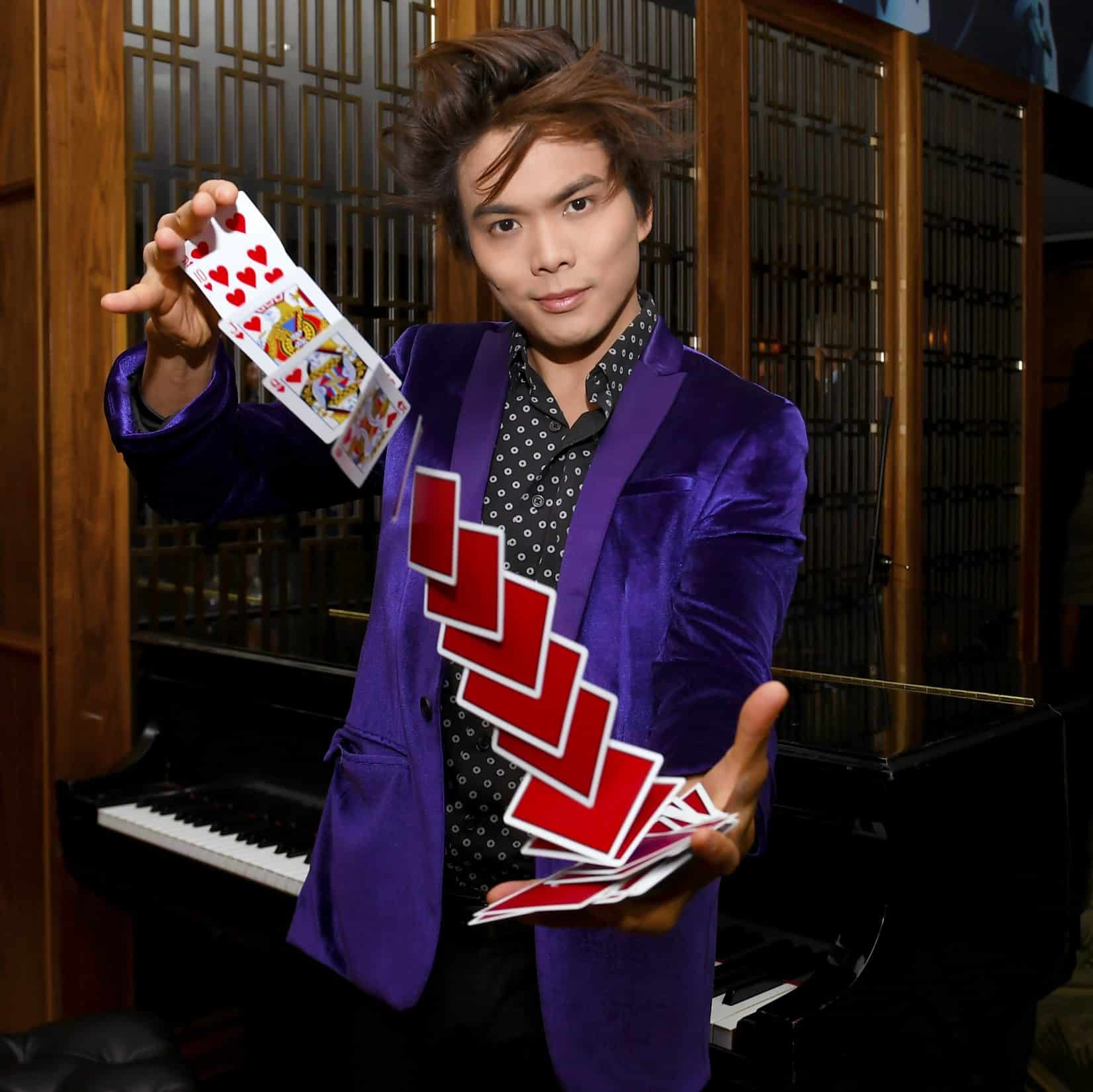 Shin Lim shuffling cards as part of the magic shows on the Strip