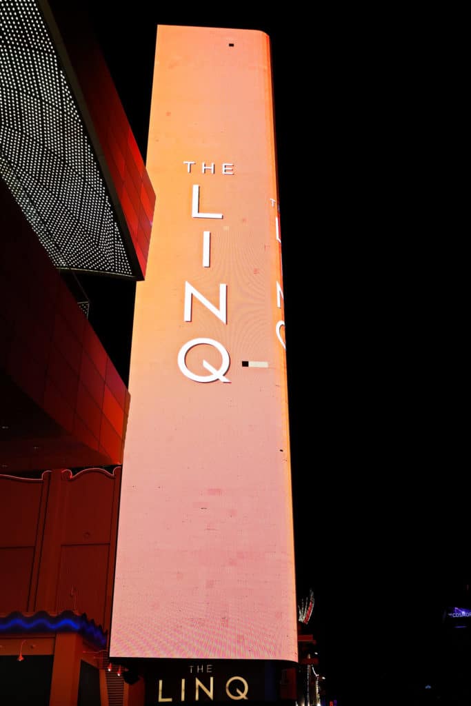 long orange sign advertising The LINQ