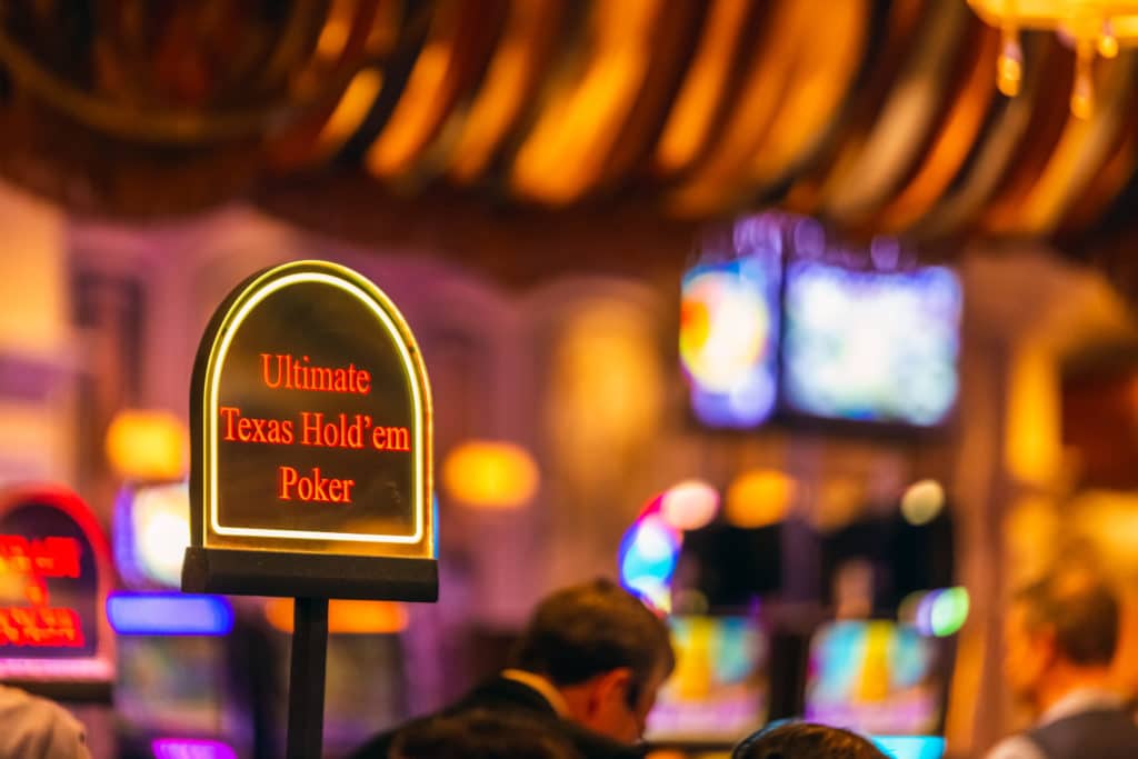 sign for Ultimate Texas Hold'Em Poker inside Vegas casino