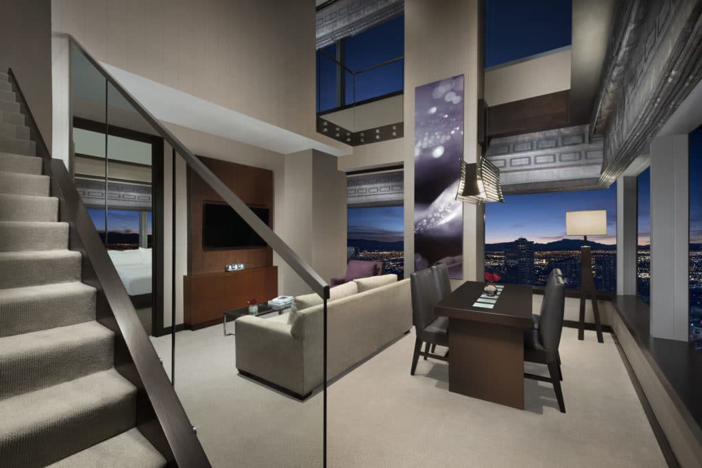 living room of Vdara lofted hospitality suite