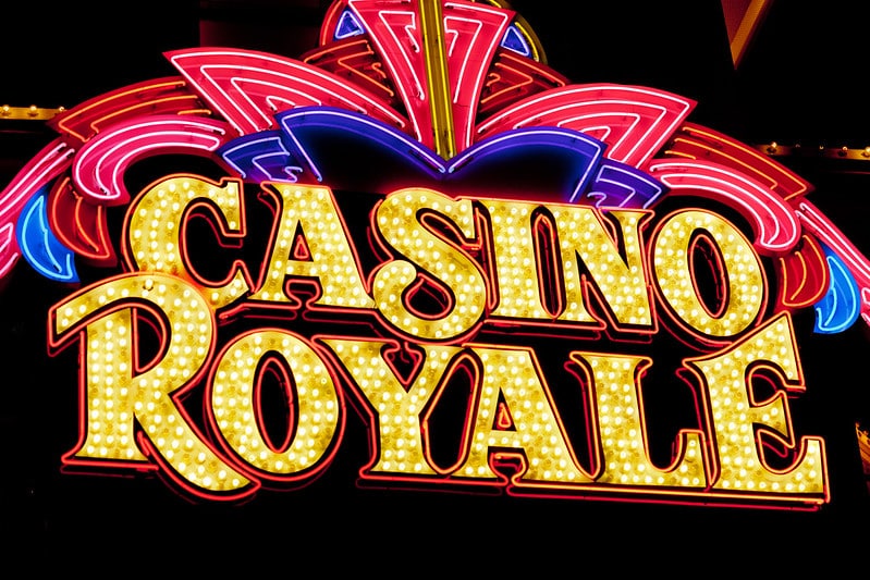 Exterior Lit-up sign for the Casino Royale Logo