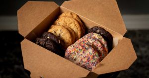 A box of delicious looking cookies in different varieties