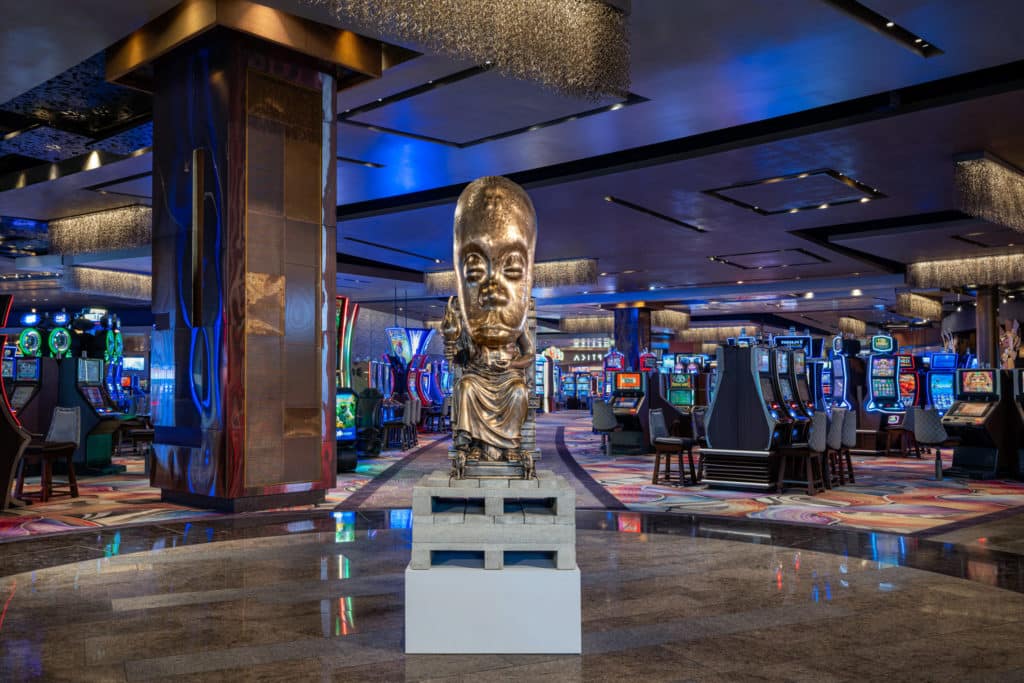statue at the entrance of the ARIA casino