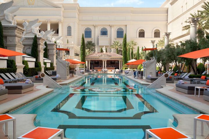 A large pool at Caesers hotel