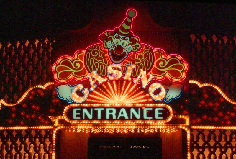 Bright signage of the casino entrance at Circus circus