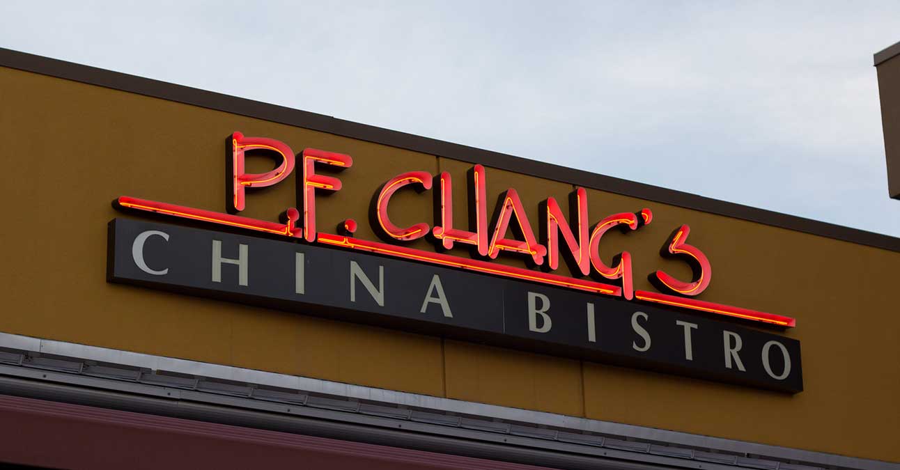 the neon sign of a P.F. Chang's