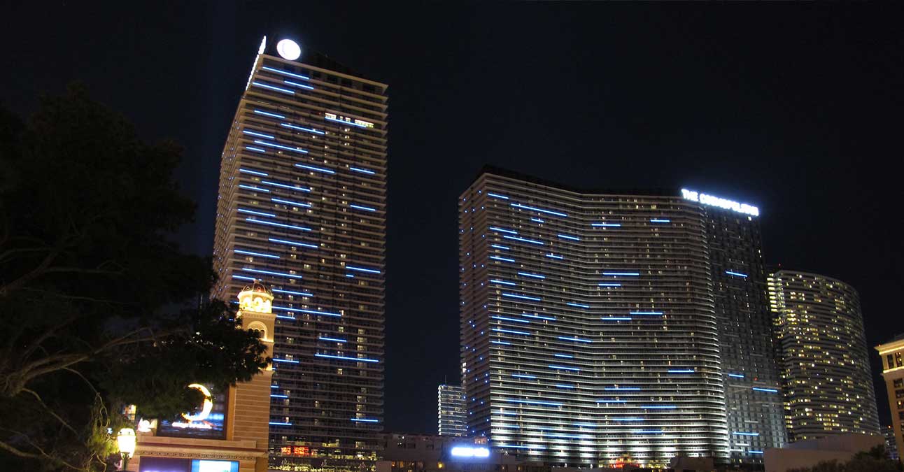 Exterior shot of the Cosmopolitan Hotel in Las Vegas
