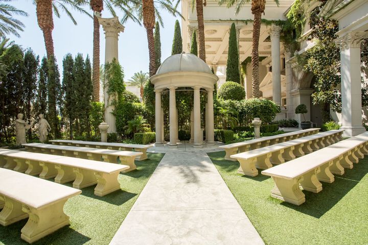 An outdoor wedding chapel in Caeser's Palace