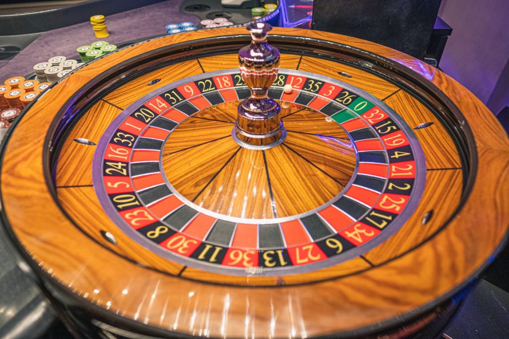 A wooden roulette while