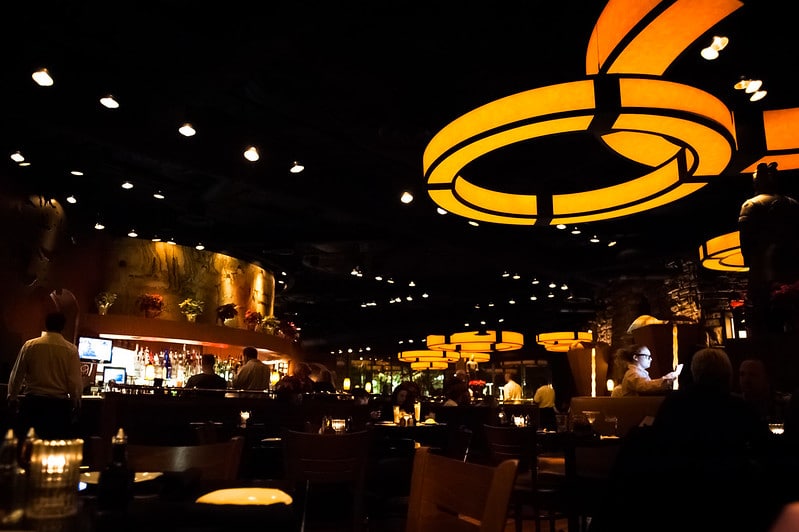 Inside dark Chinese restaurant in Las Vegas