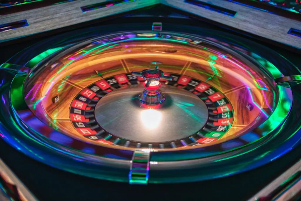 A spinning blurry Roulette wheel